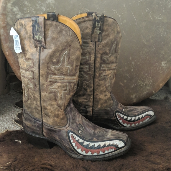 TIN HAUL "Sharky" Bomber Girl Pin-up cowboy western square toe boots NWT 11D - Picture 9 of 16